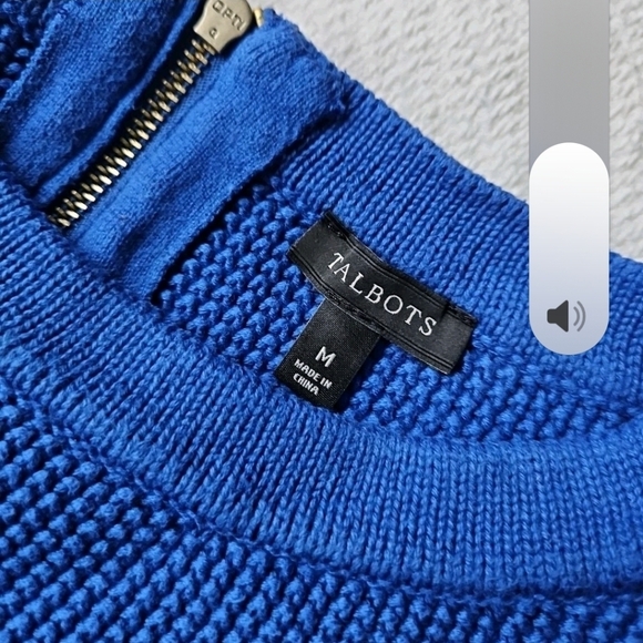 Talbots Color Block Sweater Size M Blue White Orange Knit - Picture 3 of 7